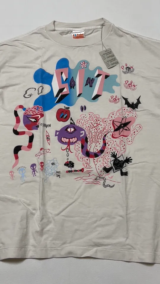 SAINT Mxxxxxx SS TEE/DAY OF THE FREAKS/WHT Monster Day/Monster Illustration Short Sleeve Off-White S-XL Same as the original version OE yarn cylinder without side seam fabric Top printing technology Zero difference restoration ZP Complete copy matching Main mark/wash mark/cherub mark complete